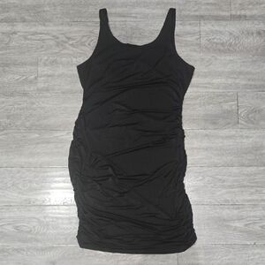 Elegant Black Sleeveless Dress Eith Ribbed Sides, Plus Size 3xl